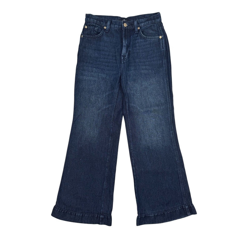 7 FOR ALL MANKIND High Rise Wide Leg Dark Blue Indigo Jeans Size 24